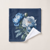Peonies vintages en Blue & Won Marine Ensemble de (Gant de toilette)