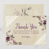 Peonies violettes profondes Floral Mariage Carte d (Devant / Derrière)