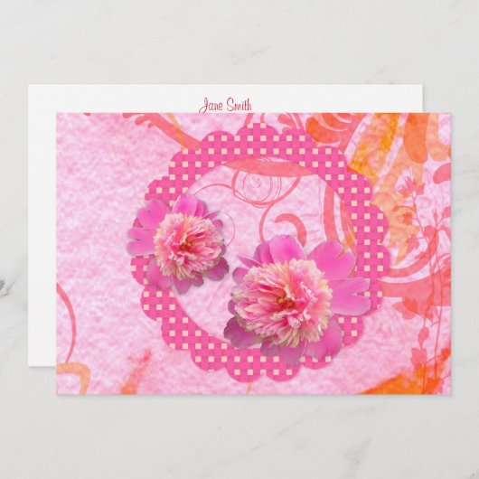 Peonies Wedding Uitnodiging (Voorkant / Achterkant)