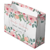 Peonines à fleurs rose pâle baby shower sacs cadea (Devant Angle)