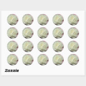 Peonines roses blanches / Stickers ronds Mariages  (Feuille)