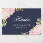 Peonines roses romantiques sur Étiquettes bleus 3x (Étiquettes simples)