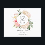 Peony and Gold Flowers Enregistrer la date Carte p<br><div class="desc">Conçu pour coordonner avec notre collection Peony et Gold, ce assortiment personnalisable enregistrer la carte postale invitation à la date présente des fleurs de pivoine rose et or luxueuses avec feuillage vert avec lettrage classique simple. Pour une personnalisation plus avancée de cette conception, cliquez sur le bouton "PERSONNALISER" ci-dessus. Veuillez...</div>