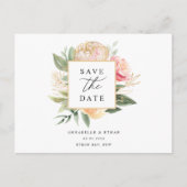 Peony and Gold Flowers Enregistrer la date carte p (Devant)