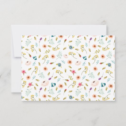 Peony Aquarelle Elegant Gold Frame Wedding RSVP (Dos)