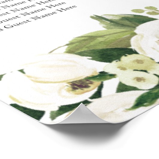 Peony blanc | Tableau de sièges Mariages floraux (Coin)