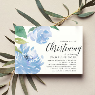 Peony bleu   Invitation Christening