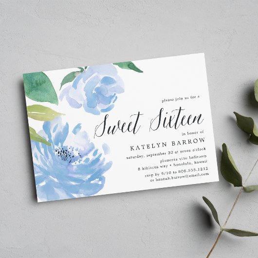 Peony bleu | Invitation Sweet sixteen