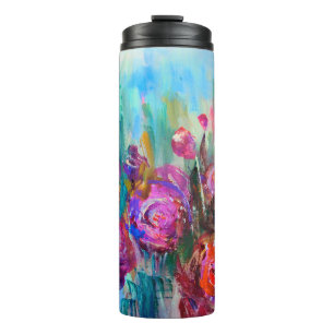 Peony-bloeiende struiken, moderne schilderijen, ol thermosbeker