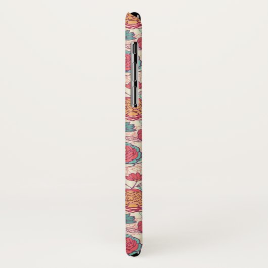 Peony-bloemen en -bladeren Case-Mate iPhone case (Achterkant/links)