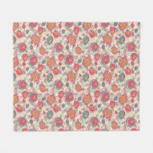 Peony-bloemen en -bladeren fleece deken (Voorkant (Horizontaal))