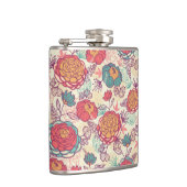 Peony-bloemen en -bladeren heupfles (Rechts)