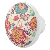 Peony-bloemen en -bladeren keramische knop (Rechts)