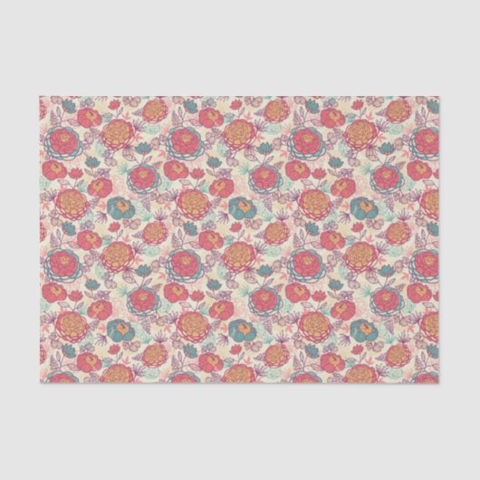 Peony-bloemen en -bladeren tissuepapier (Voorkant)