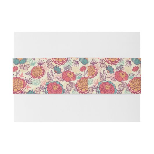 Peony-bloemen en -bladeren uitnodigingen wikkel (Achterkant Voorbeeld)