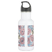 Peony-bloemen en -vogels waterfles  (Achterkant)