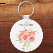 Peony bloemen pastel Waterverf rustige bruiloft Sleutelhanger (Voorkant)