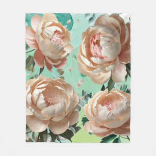 Peony Bloom Fleece Deken Elegante Bloemen Decor