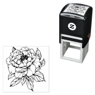 Peony Bloom Line art Zelfinktende Stempel