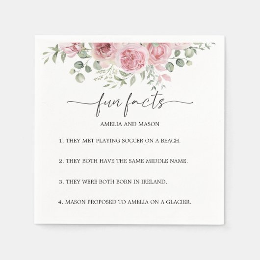 Peony Blush Floral Fun Facts Wedding Napkins Servet (Voorkant)