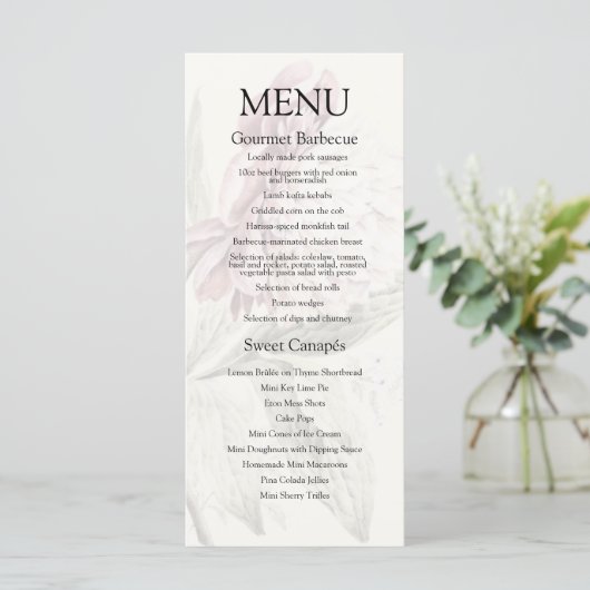 Peony Botanical Fine Art Evening Menu (Staand voorkant)