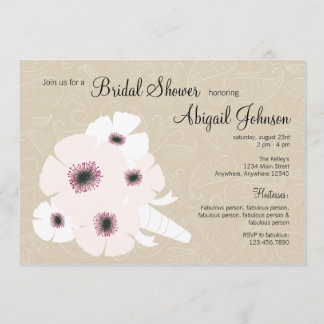 Peony bouquet Bridal Shower Invitation Kaart