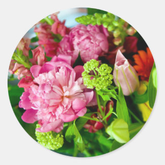 Peony Bouquet Ronde Sticker