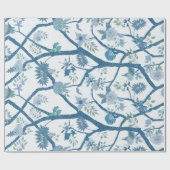 Peony Branch in Blue Greens Cadeaupapier (Vlak)