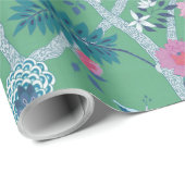 Peony Branch over Green Cadeaupapier (Rol Hoek)