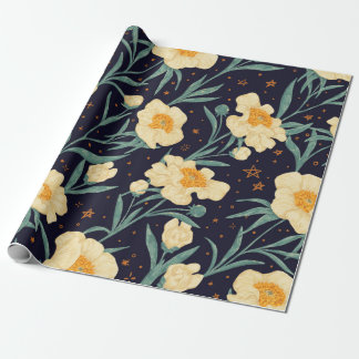 Peony Claire de Lune planten naadloos. hand Cadeaupapier