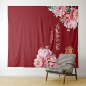 Peony Cream Chinees Bruiloft Welkom Wandkleed (In Situ (horizontaal))