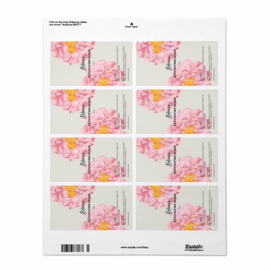 Peony Dropper Bottle Labels (Full Sheet)