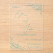 Peony Elegance Wedding Acryl Uitnodigingen (Voorkant)