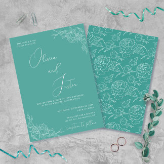 Peony Elegance Wedding Kaart