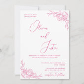 Peony Elegance Wedding Kaart (Voorkant)