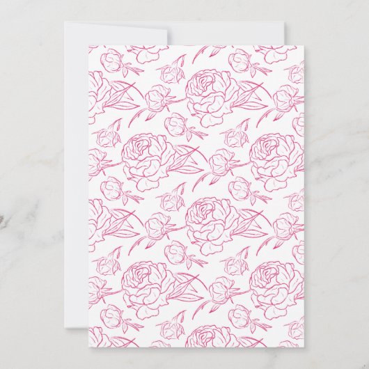 Peony Elegance Wedding Kaart (Achterkant)