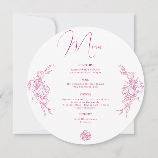 Peony Elegance Wedding Menu (Voorkant)