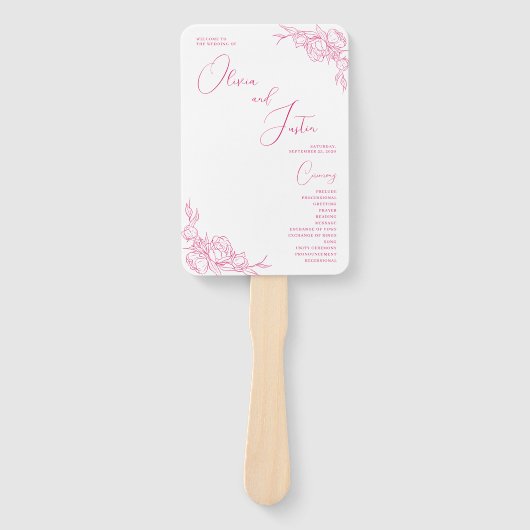 Peony Elegance Wedding Programma Handwaaier (Voorkant)