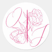 Peony Elegance Wedding Ronde Sticker (Voorkant)