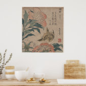 Peony en Canarische Eilanden door Katsushika Hokus Poster (Keuken)