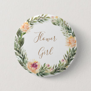Peony en Foliage Lijst Bloemenmeisje Badge Ronde Button 5,7 Cm