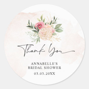 Peony en Gold Bloom Bridal Baby shower Sticker