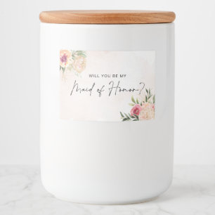 Peony en Gold Bloom Maid of Honor Candle Label Voedselcontainer Etiket