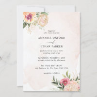 Peony en Gold Flowers Wedding Invitation