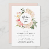 Peony en Gold Foil Bloom Kitchen Tea Invitation Kaart (Voorkant / Achterkant)