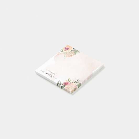 Peony en Gold Foil Bloom Post-it® Notes (Schuin)