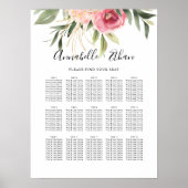 Peony en Gold Foil Bloom Seating Chart Poster (Voorkant)