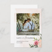 Peony en Gold Foil Bloom Weddenschap Hartelijk dan Bedankkaart (Voorkant / Achterkant)