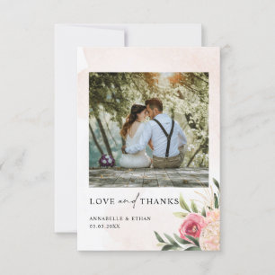 Peony en Gold Foil Bloom Weddenschap Hartelijk dan Bedankkaart