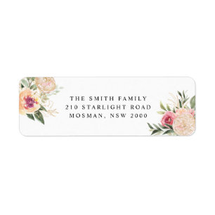 Peony- en Gold Foil-Blooms Etiket